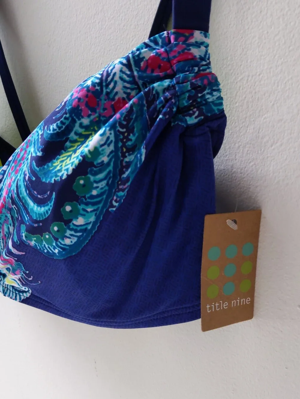 Title Nine Bikini Top Dark Blue Women's 36D NWT